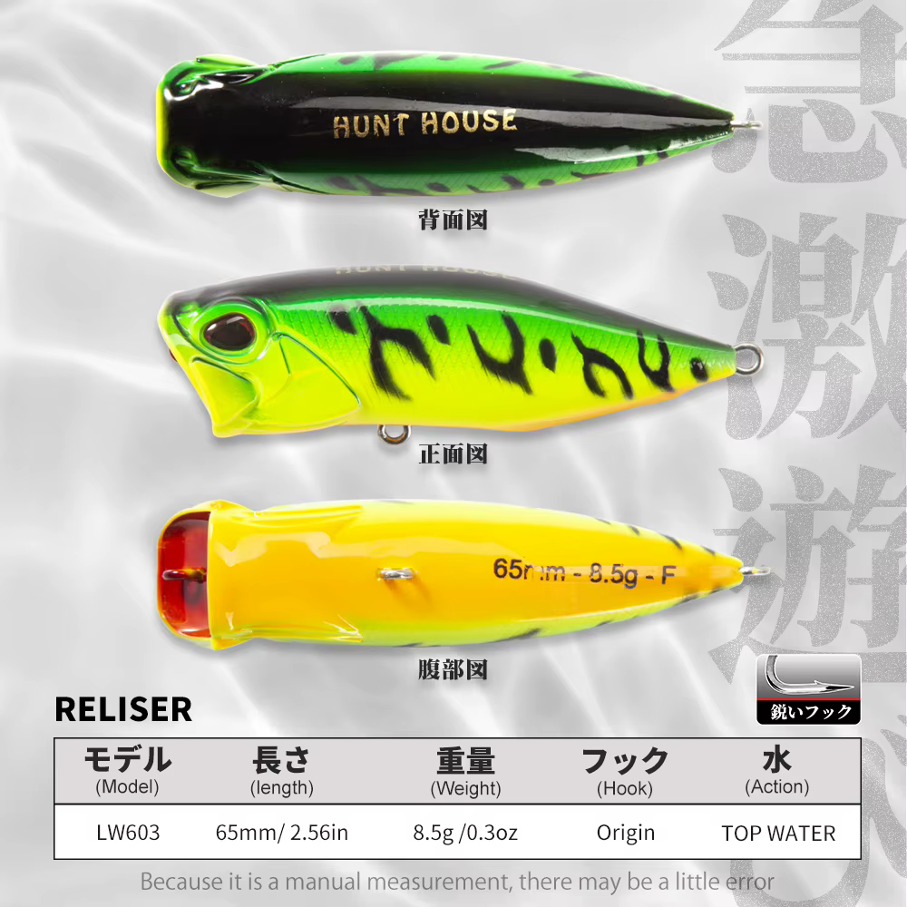 Hunthouse Popper 65mm 8,5g – Señuelo topwater para lubina