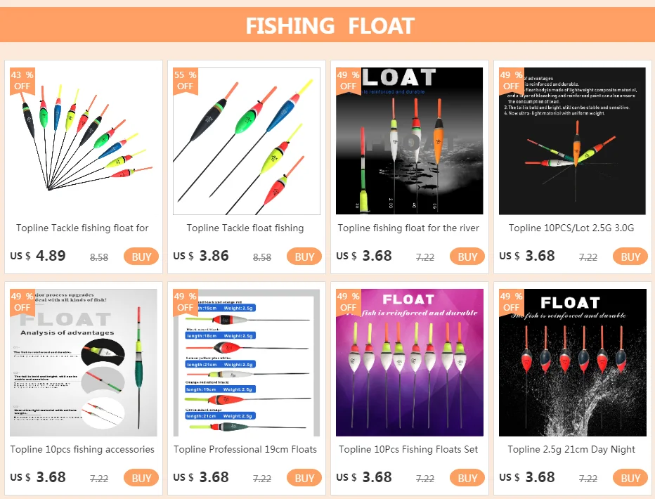 Flotadores fluorescentes Topline Tackle para pesca nocturna