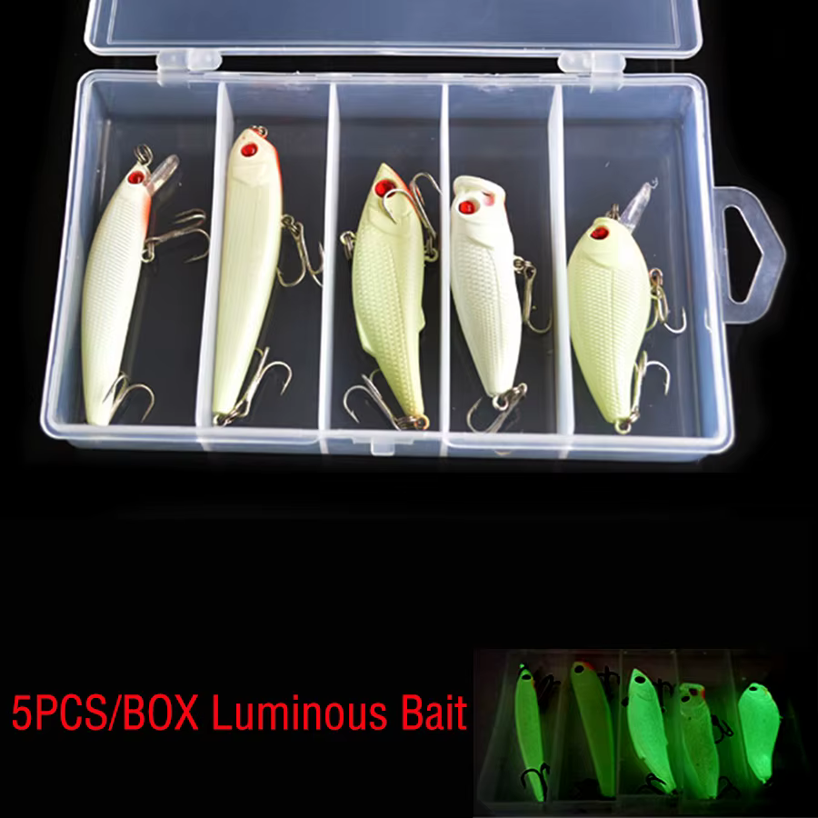 Kit Señuelos Artificiales Wobbler Minnow Popper para Noche Invierno - imagen 5
