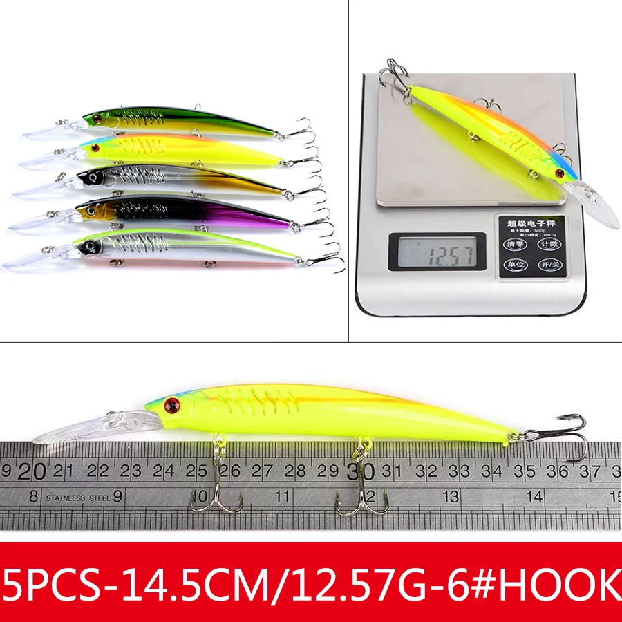 Kit Crankbaits Minnow para Lúcio – Señuelos duros de curricán - imagen 4