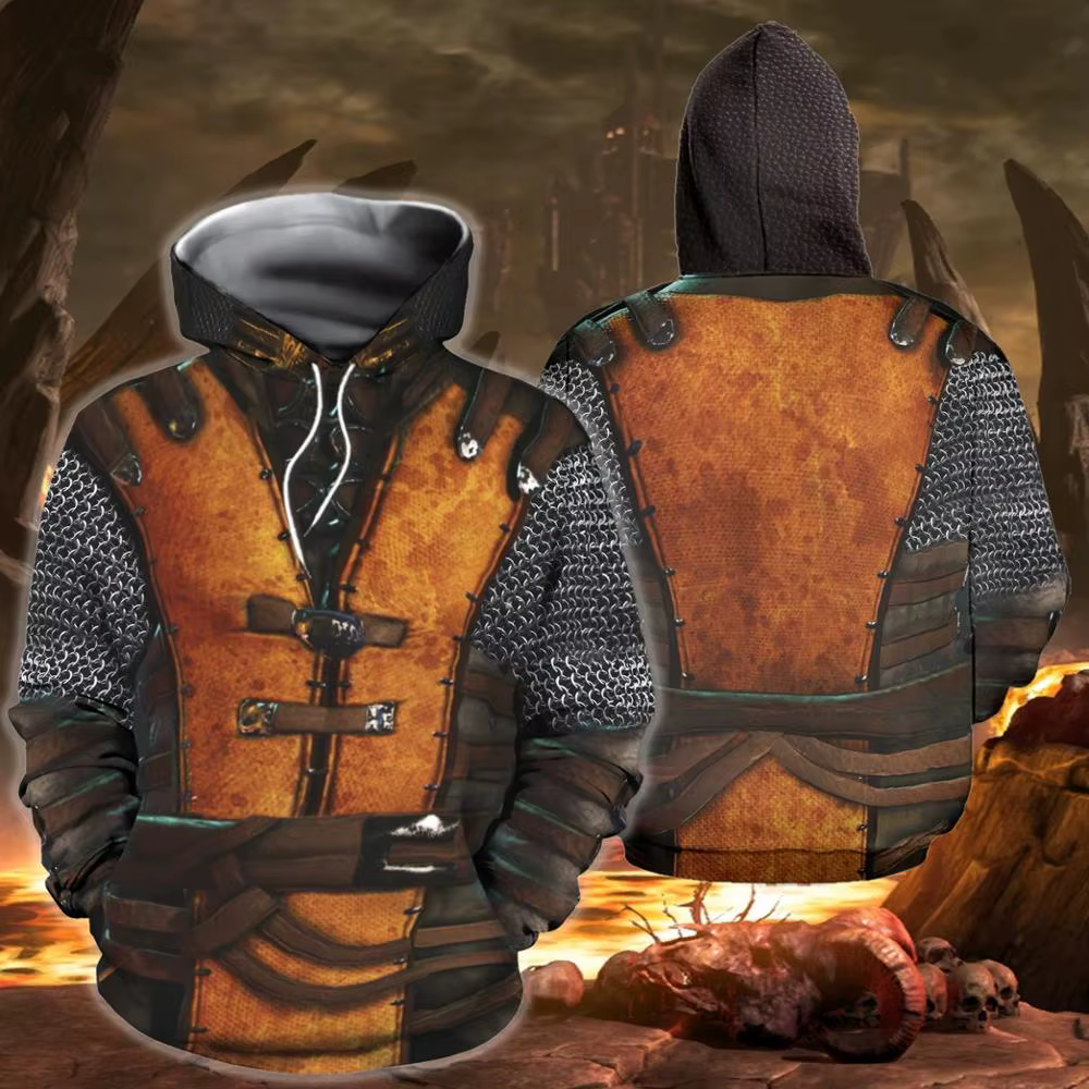 Sudadera con capucha 3D estampado armadura samurái hombre Harajuku - imagen 2