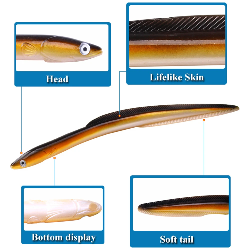 Anguila Artificial Swimbait 30cm – 60g Silicona realista para lubina