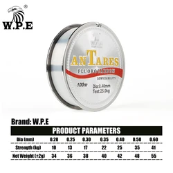 W.P.E ANTEROS - Trenzado fluorocarbono 0.20-0.60mm 10-41KG carpa