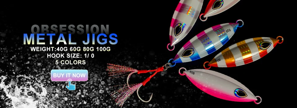 Señuelo OBSESSION mostrando su diseño asimétrico y acabado metálico