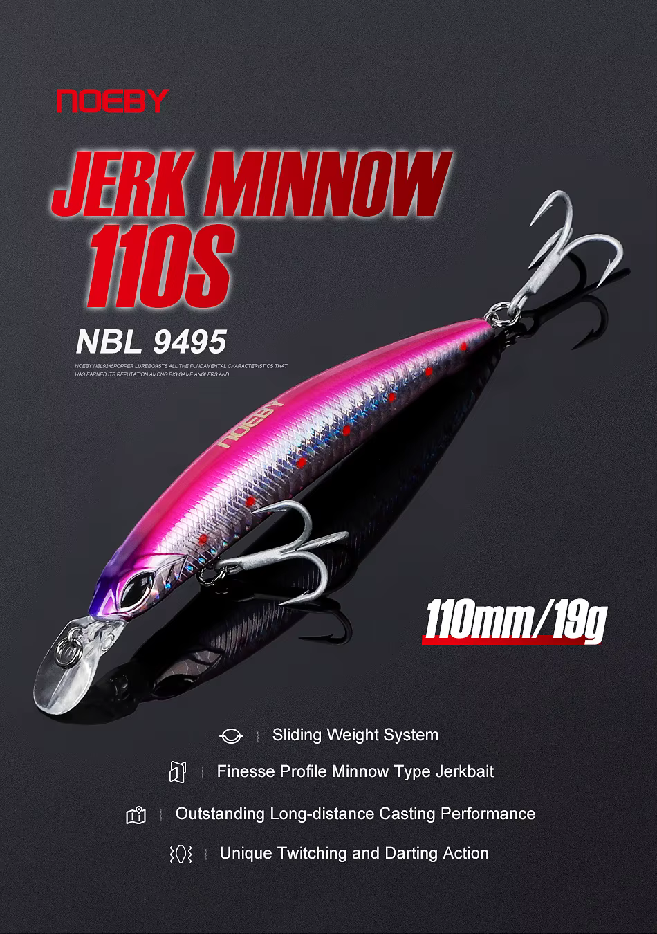 Jerkbait minnow con sistema de peso deslizante