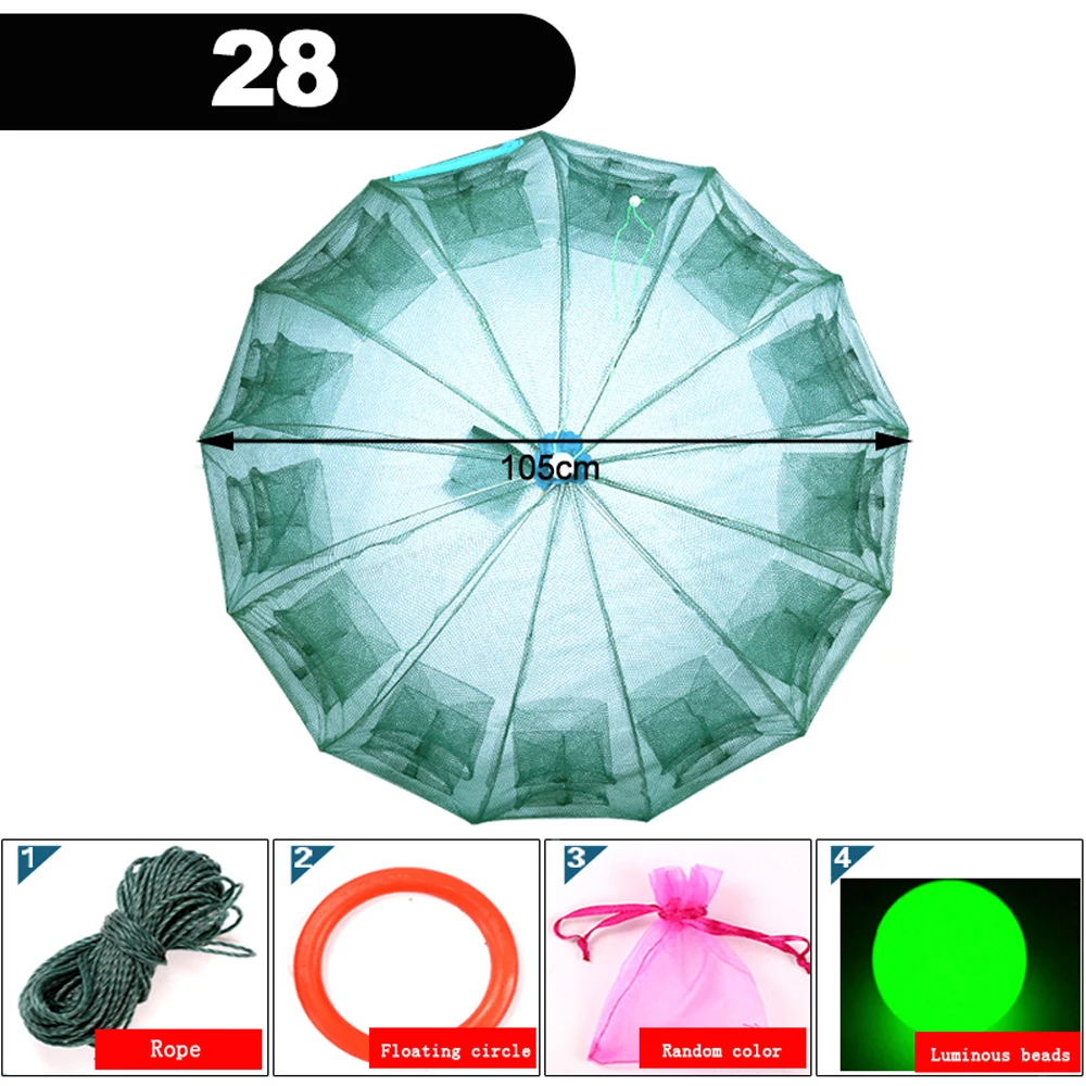 Red de pesca fundida automática – Trampa plegable para cangrejo y camarón - imagen 4
