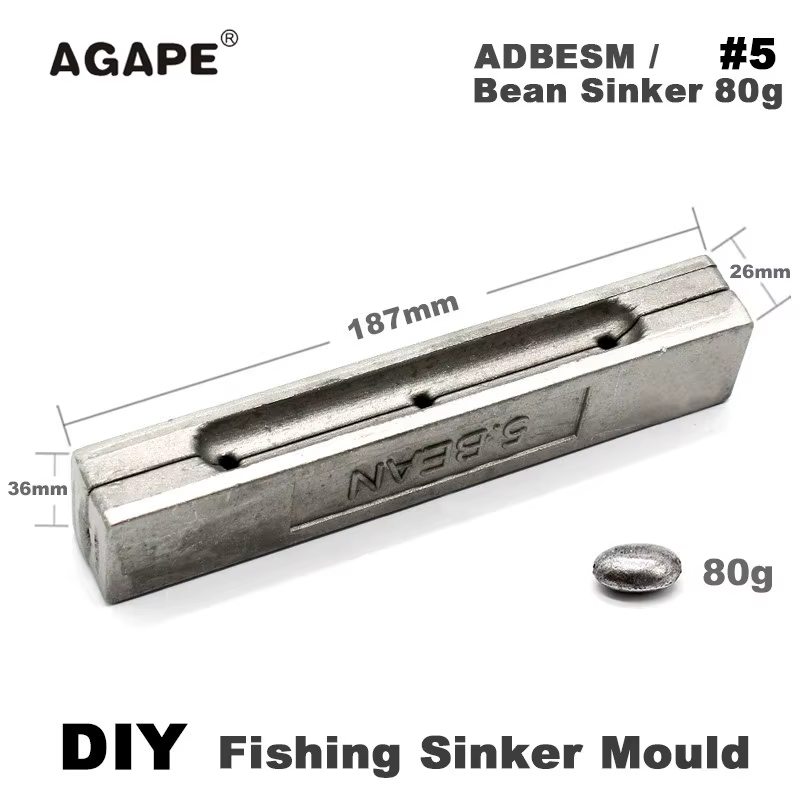 Molde para Plomos de Pesca Agape DIY – Forma Frijol 3 Cavidades - imagen 3