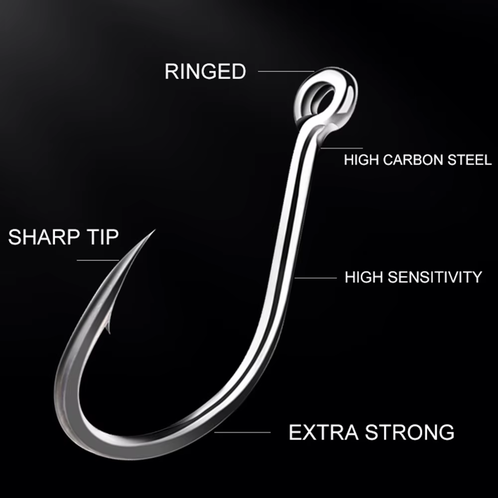 Anzuelos Fish King 100/50 alto carbono para carpa y bagre - imagen 2