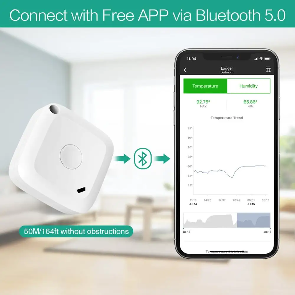 Termómetro inalámbrico Bluetooth ORIA: temperatura y humedad, alarma - imagen 4