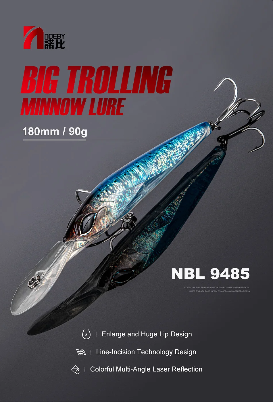 Señuelo Noeby Trolling Minnow vista frontal