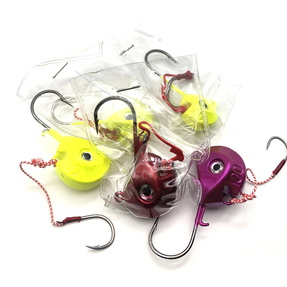 Mustad Jig Head de metal con púas y ojos 3D para pesca en mar profundo - imagen 5