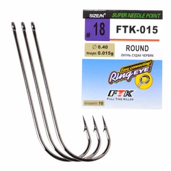 FTK Anzuelo de vástago largo Baithook - Acero carbono cromado negro