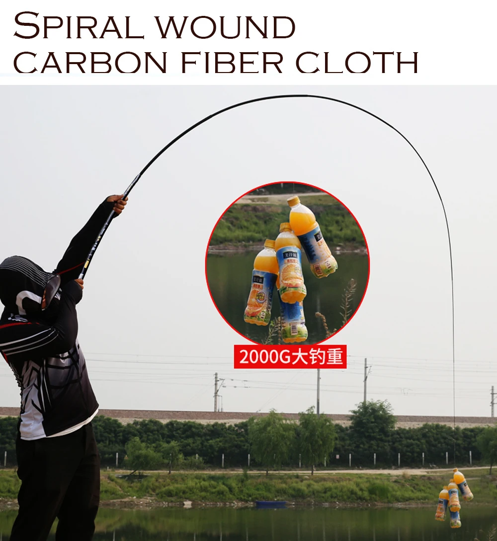 Caña de pescar GHOTDA desplegada en entorno de río