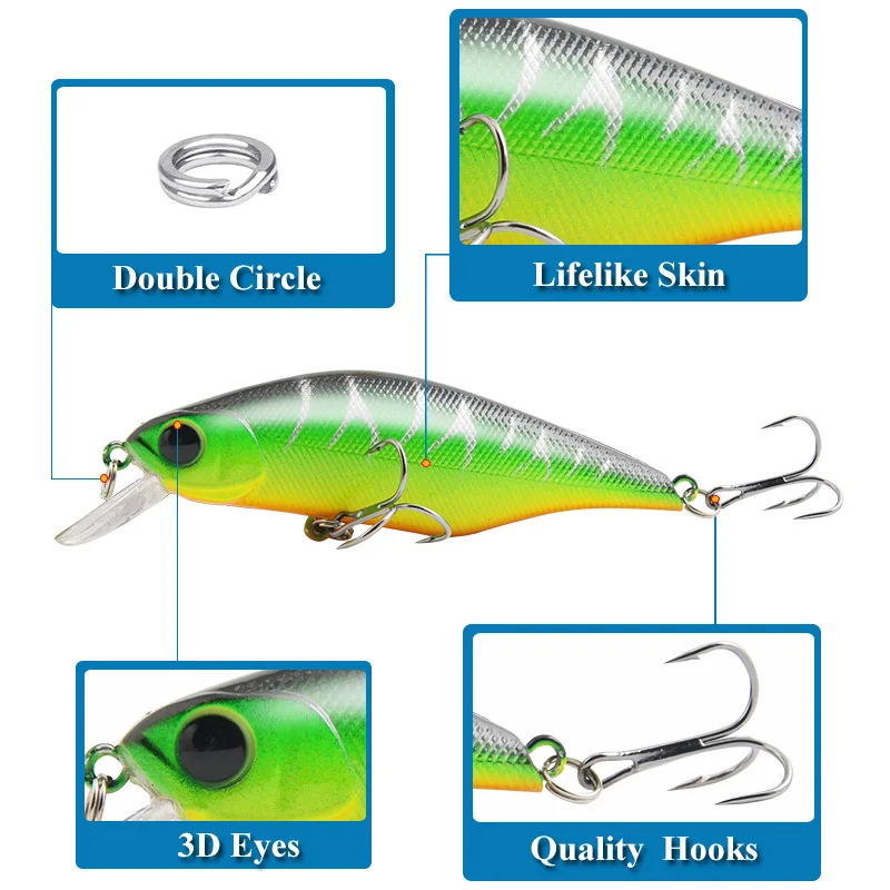 Crankbait Flotante 8,5 cm – 11,2g | Wobbler ojos 3D alta calidad - imagen 3