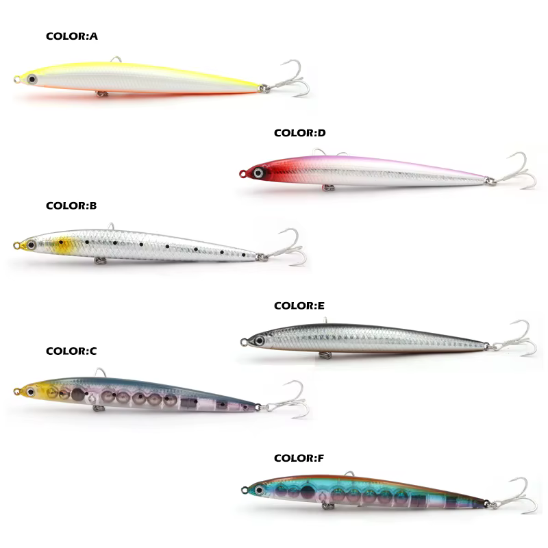 TacklePRO PE19 Señuelo lápiz hundido ruidoso para lubina Mustad