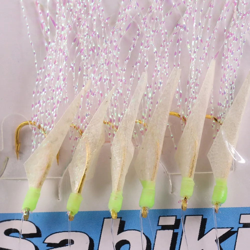 Sabiki anzuelos giratorios con cebos luminosos en piel de pez - imagen 4