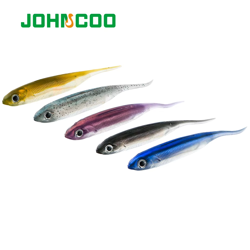 JOHNCOO Señuelos blandos de silicona con cola en T para lubina