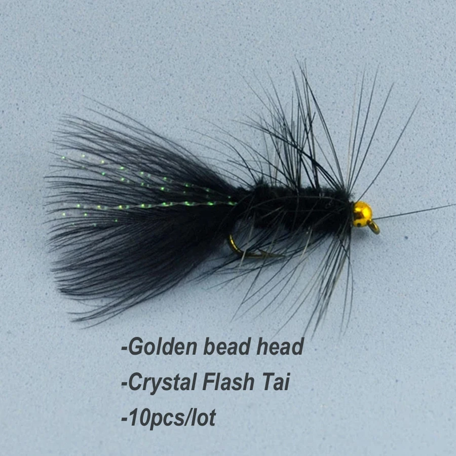 Wifreo Woolly Bugger – Mosca negra con cola flash y cabeza dorada - imagen 3