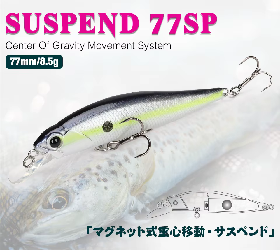 Señuelo TSURINOYA Minnow77SP vista lateral