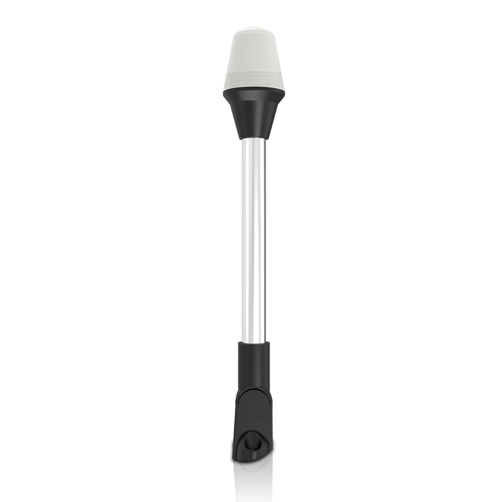 Detalle del LED blanco y la lente que distribuye la luz en 360 grados