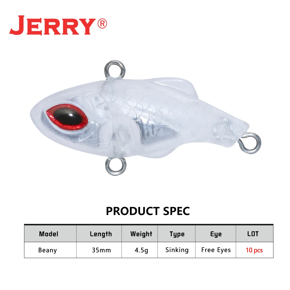 Jerry Beany Señuelo VIB 35mm – Cebo duro en blanco sin pintar