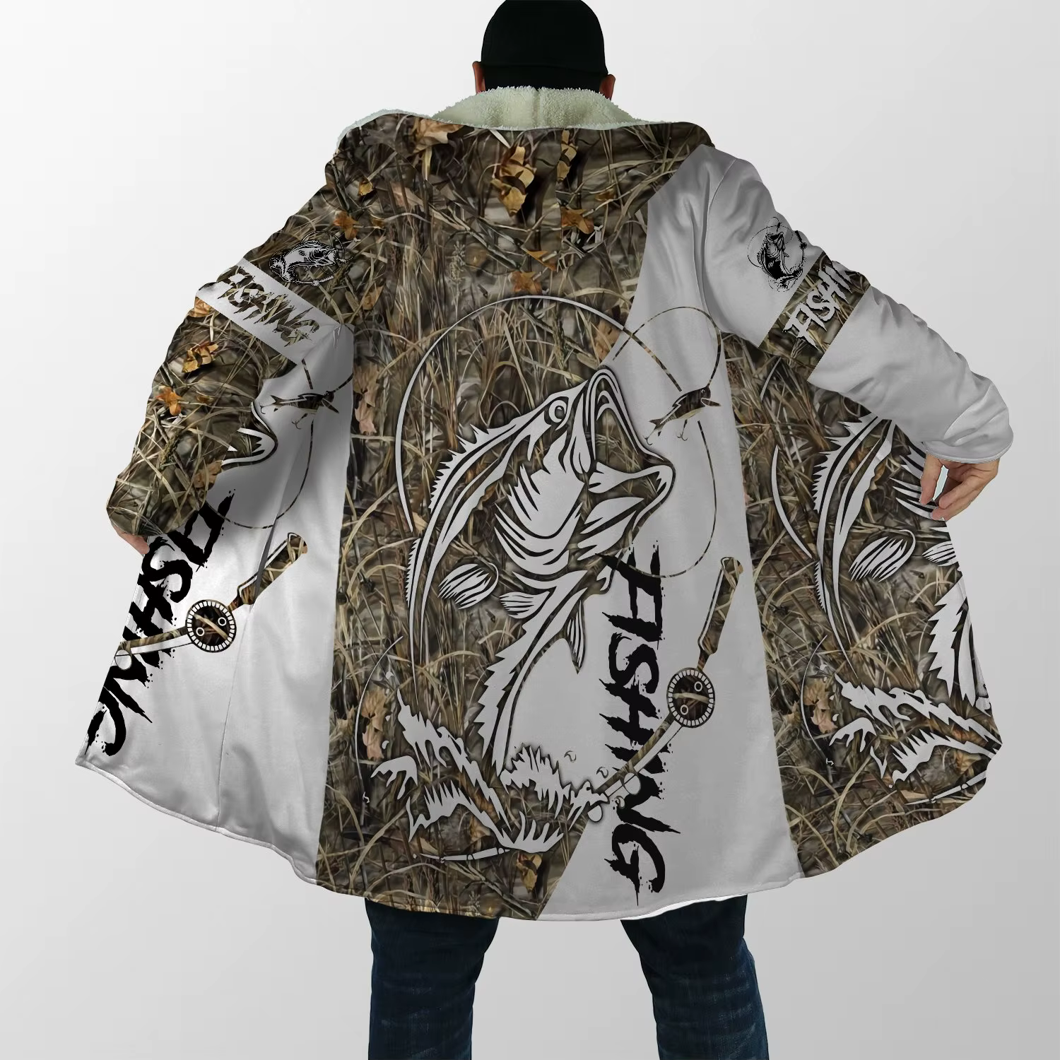 Capa de lana DP08 para pesca de lubina – Estampado 3D con capucha - imagen 5