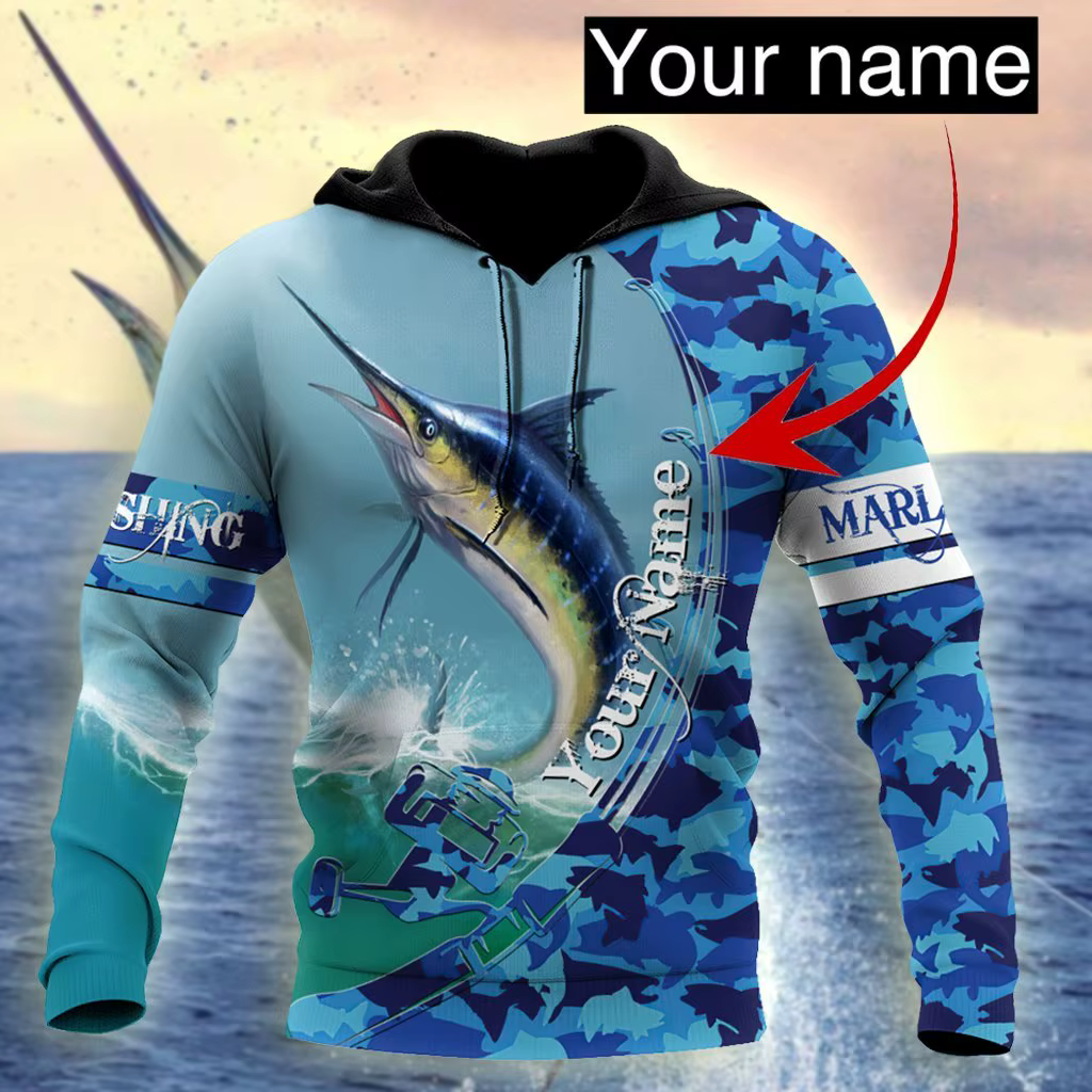 Sudadera Camo 3D Marlin Fishing – Unisex con cremallera - imagen 2