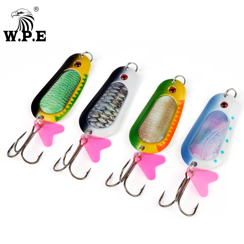 Señuelo giratorio W.P.E para lucio – Cuchara metálica con anzuelo triple - imagen 5
