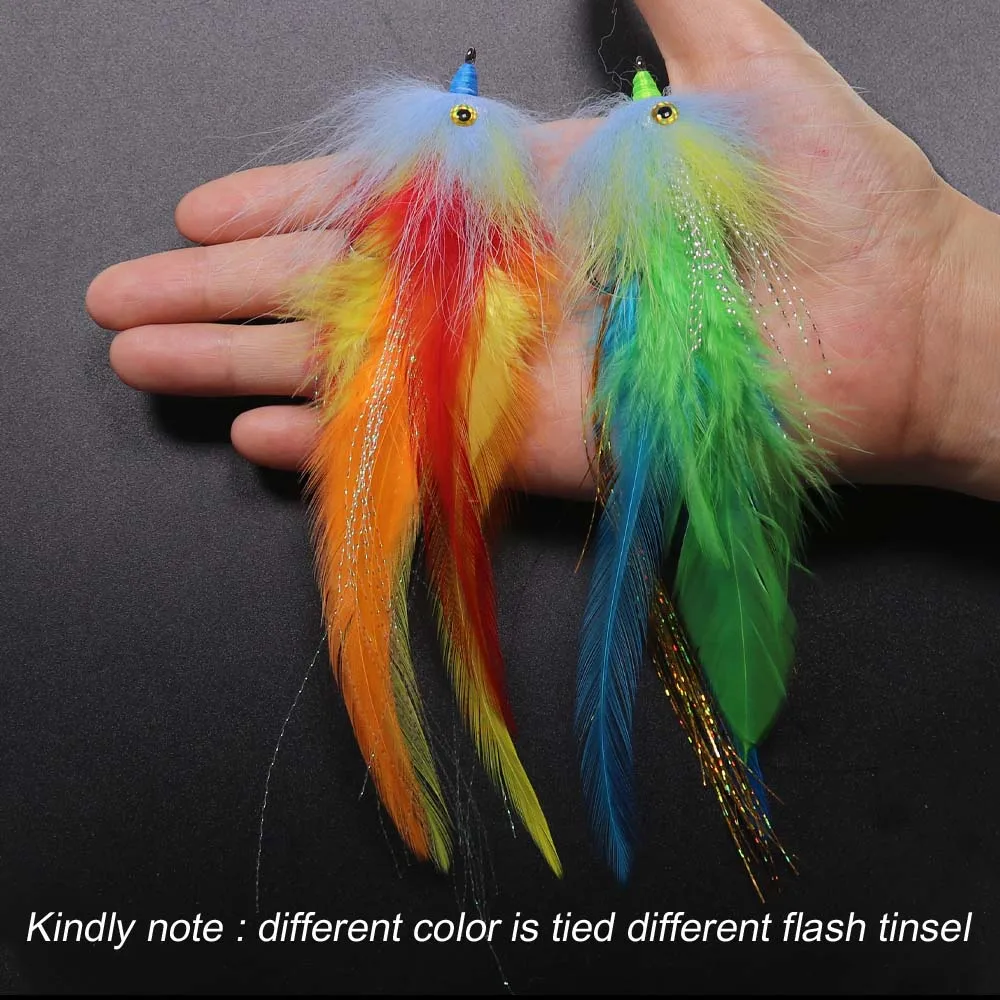 ICERIO Streamer Pluma 3D Anzuelo Púas Moscas Agua Salada Lubina Lucio - imagen 4