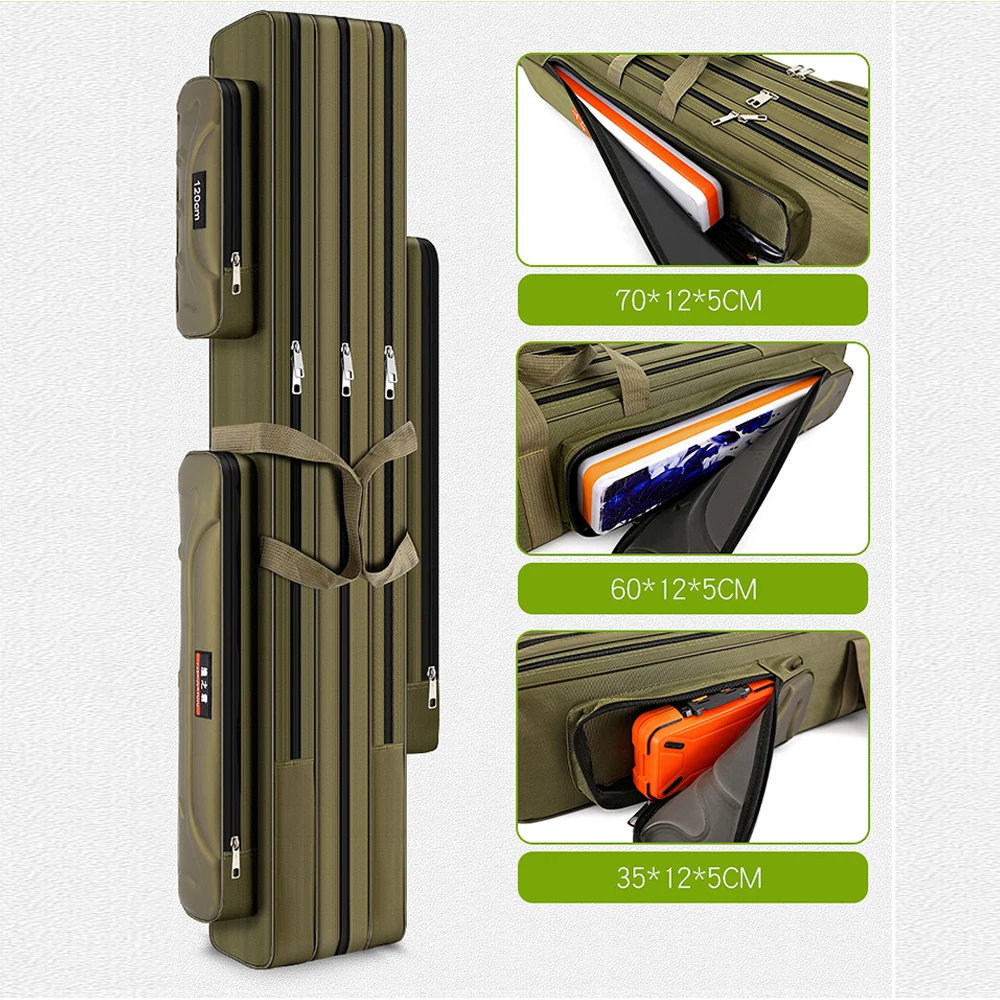 Bolso de lona plegable verde para caña de pescar - imagen 4