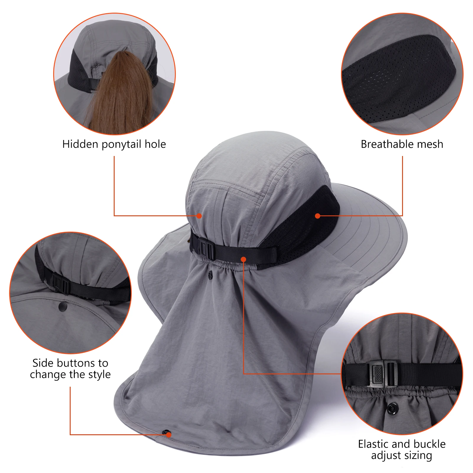Bassdash Sombrero Pesca UPF 50+ Ala Ancha con Protección Cervical - imagen 2