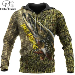 Sudadera con capucha arte 3D pesca del lucio – Unisex otoño