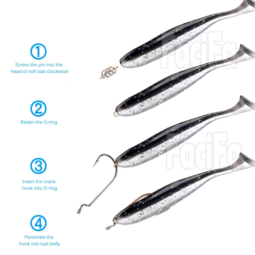 Conector de pesca giratorio para aparejos de señuelo suave