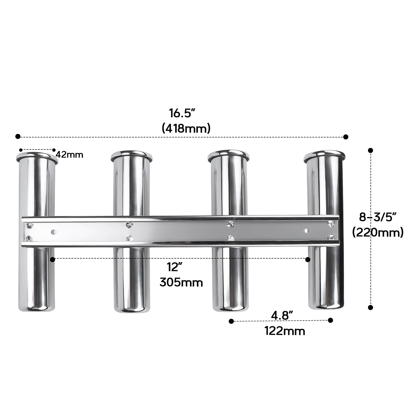 Soporte pared acero inoxidable para caña de pesca marina - imagen 2