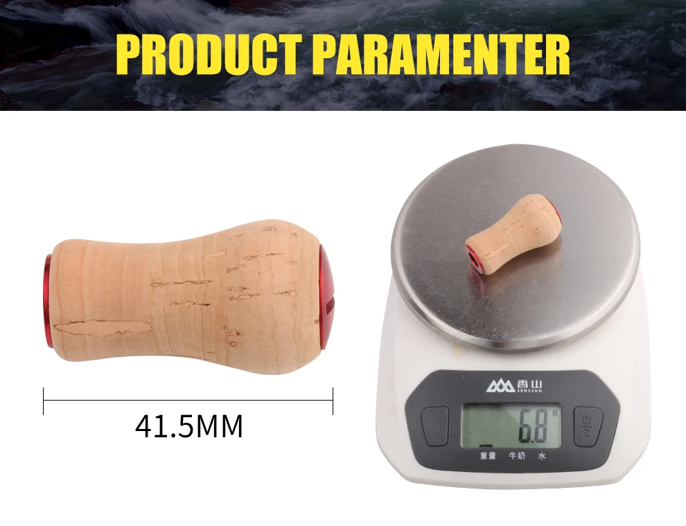 Detalle del pomo de madera y los rodamientos incluidos