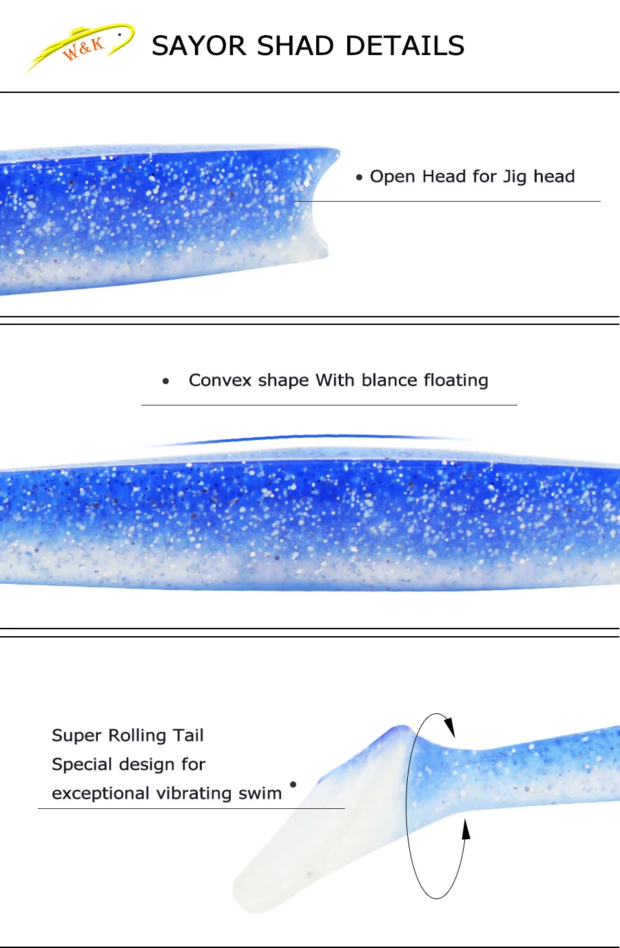 Seaside Swim Shad Señuelo para sábalo suave – acción natural