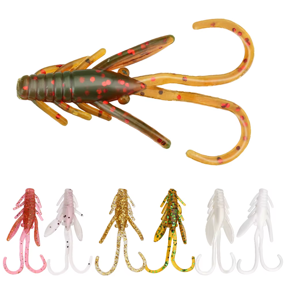 Camarón vinilo 4cm – Jig head 1g para perca y carpa