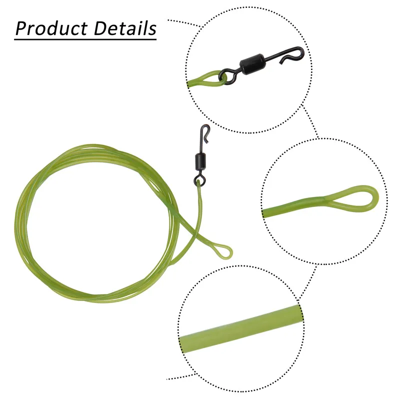 Línea líder fluorocarbono 40LB con clip y swivel para carpa - imagen 5