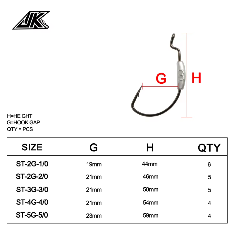 Jig Head JK ST Strong 2-5g – Cebo vinilo agua salada - imagen 4