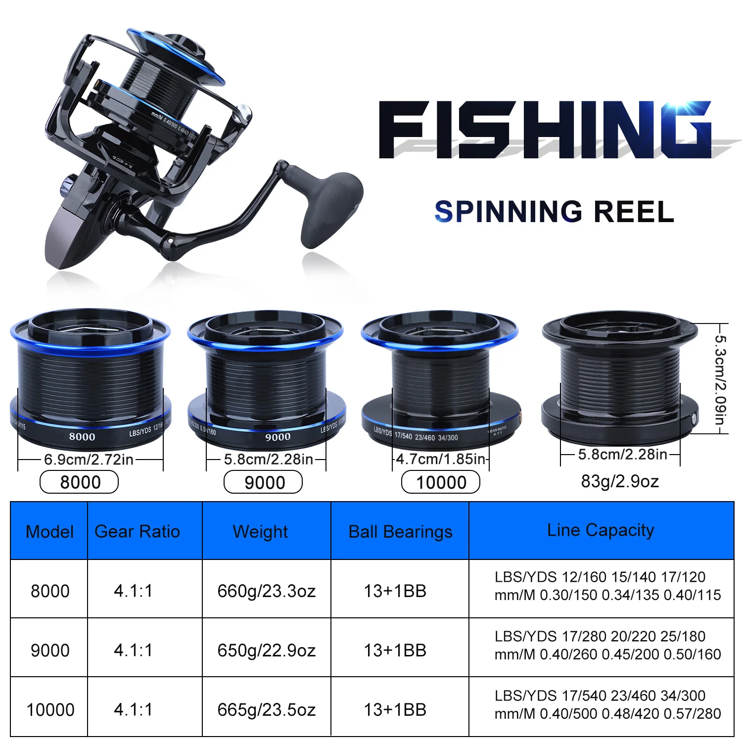 Carrete Giratorio Ultraligero Sougayilang 13+1BB – Bobina extra - imagen 2