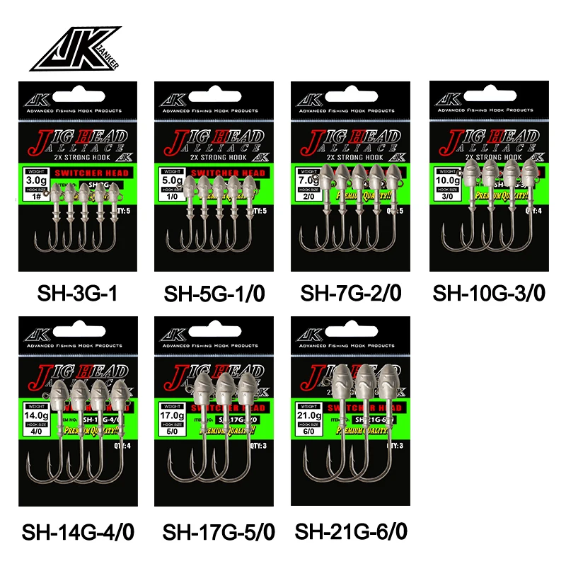 JK SH Anzuelo Jig Head niquelado negro 2X – Fuerte para agua salada - imagen 3