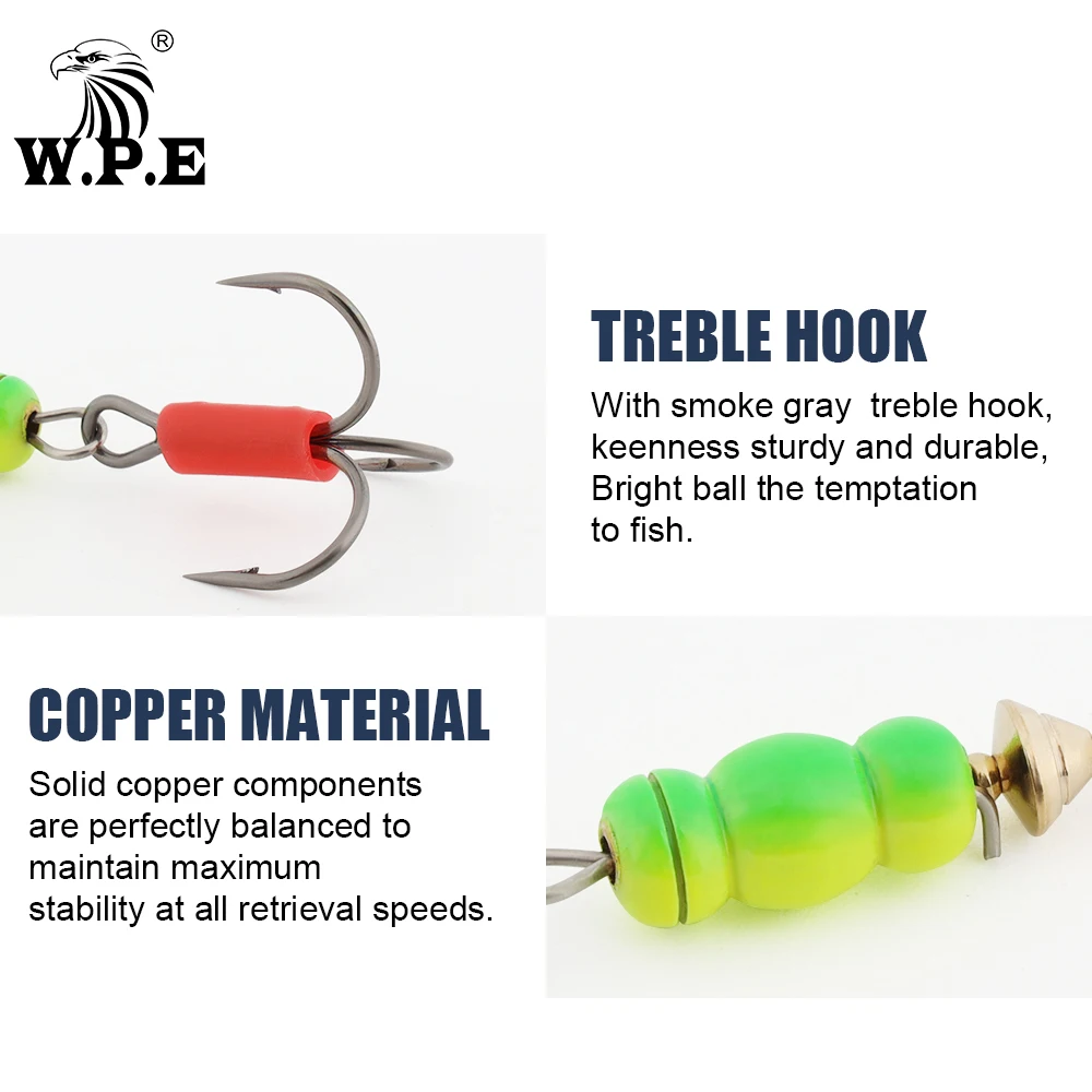 W.P.E Spinner Latón 3/4#-5# Cuchara Giratoria 6,8-13,4g Bass Pike - imagen 5