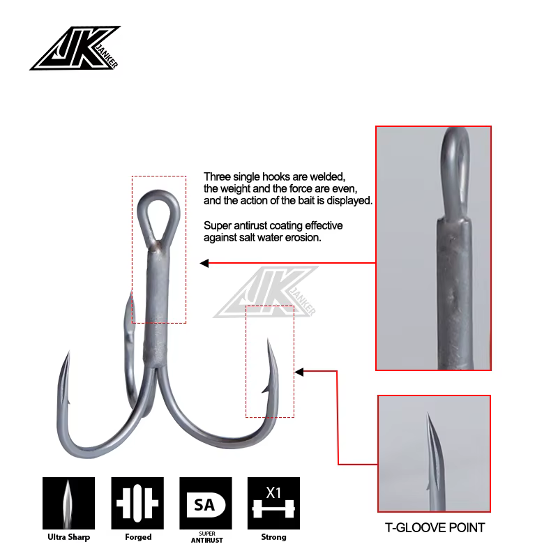 Anzuelo Triple JT-17 Acero Inoxidable para Pesca Ligera - imagen 2