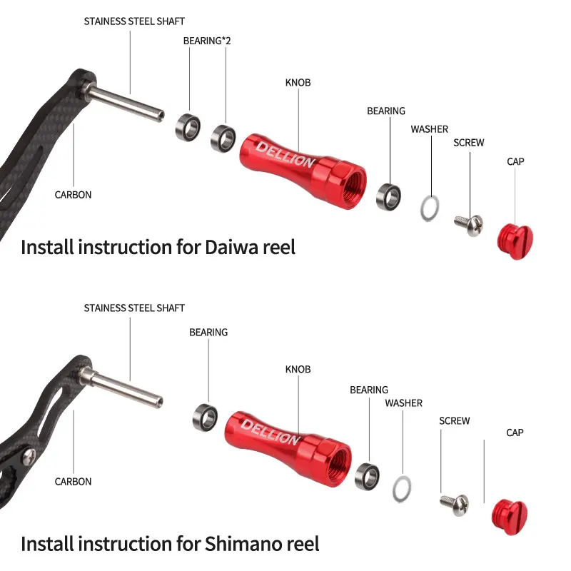 Perilla para carrete de pesca Ruke con rodamientos - imagen 4