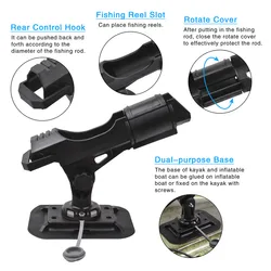 Soporte para caña de pesca ajustable 360 grados para kayak y barco