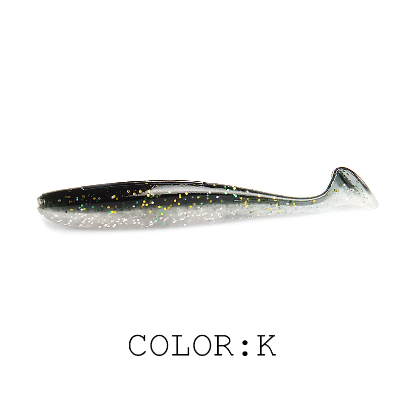 Señuelo blando Shad de silicona con cola en T, doble color para pesca - imagen 4