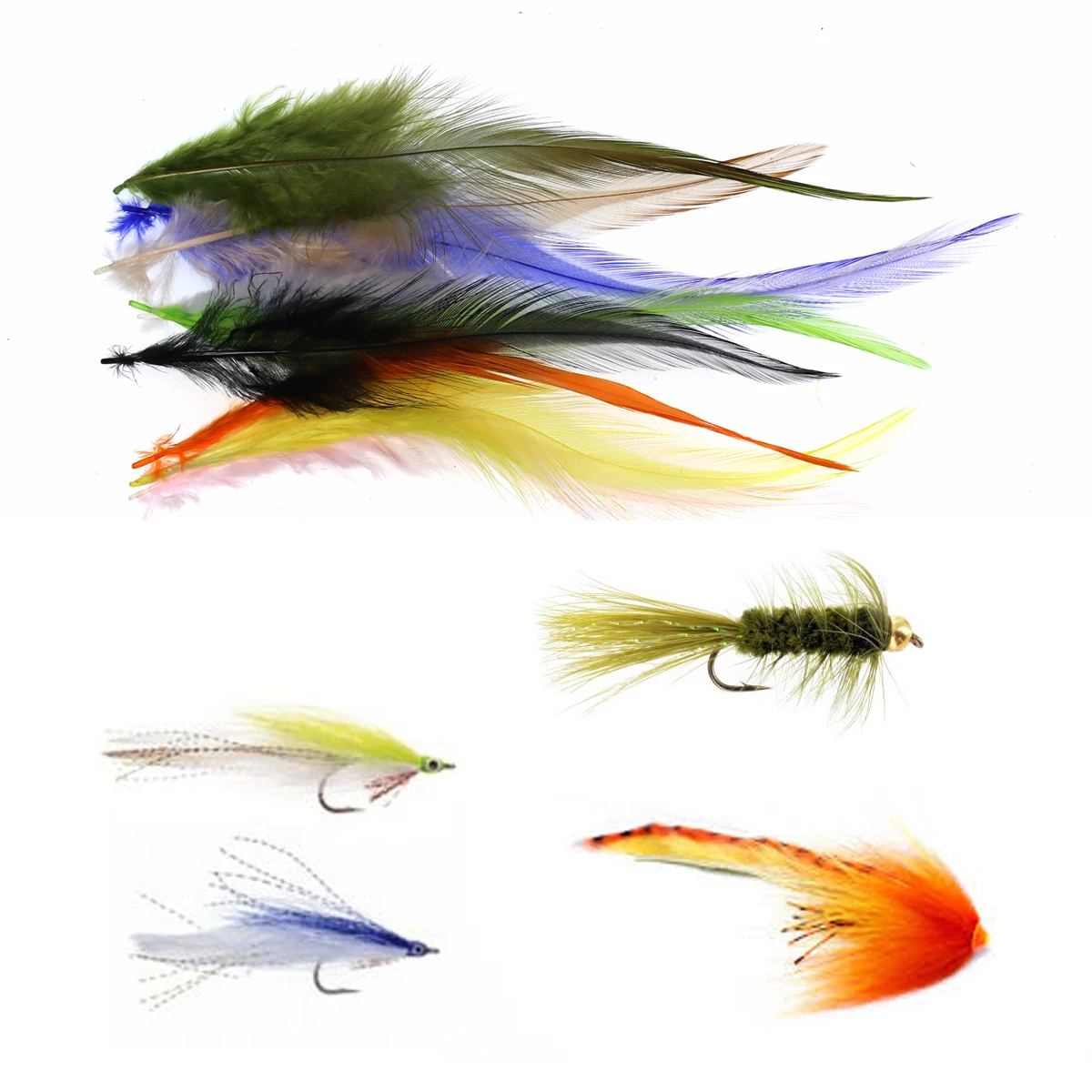 Colección de plumas sillín en colores variados