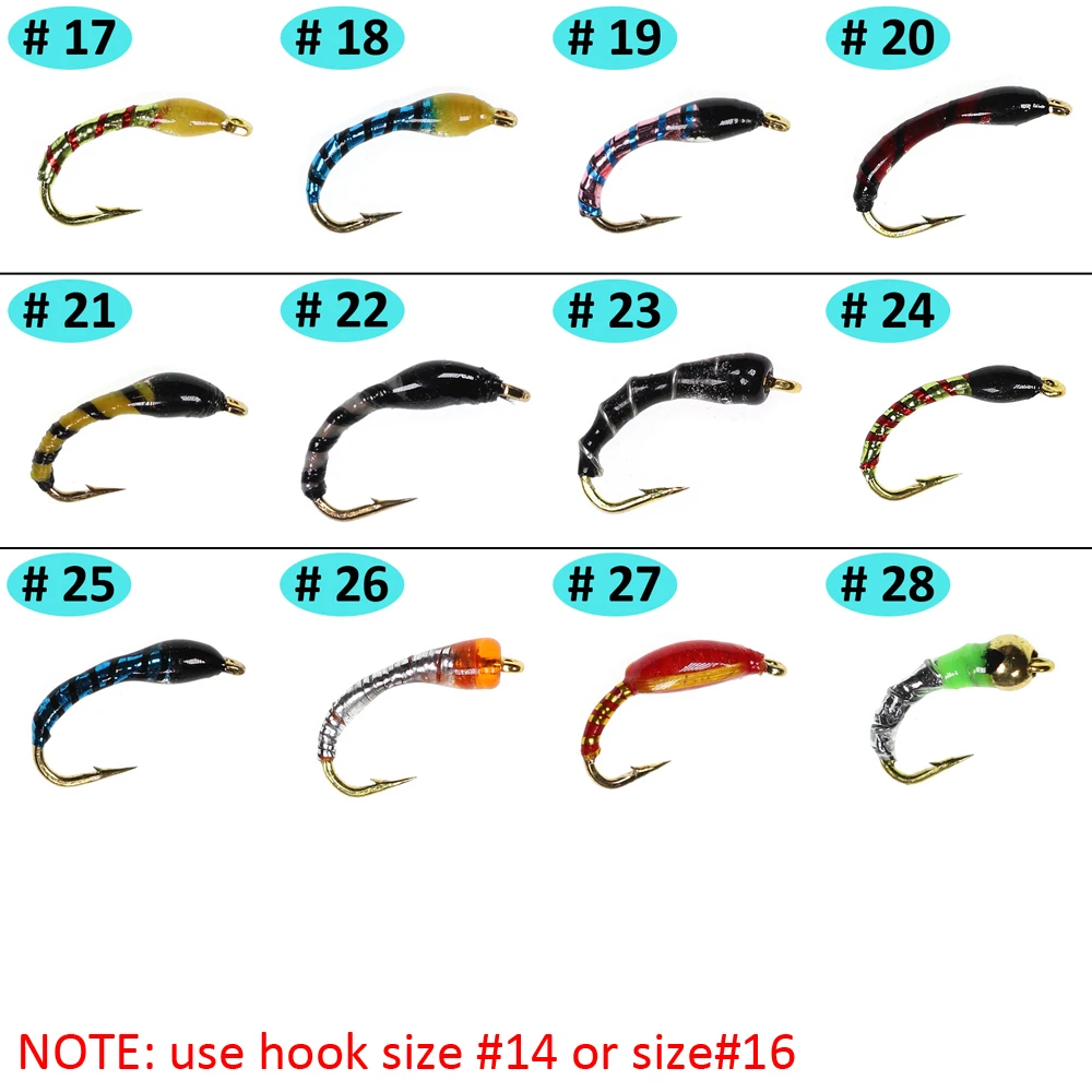 ICERIO Ninfas Midges Buzzer señuelos para pesca de trucha