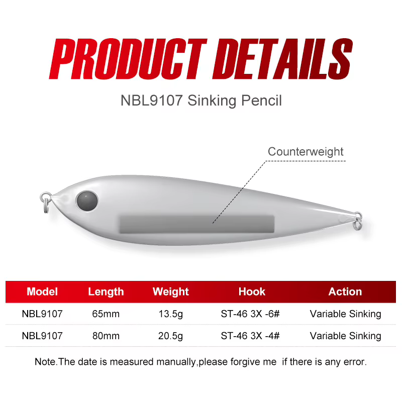 NOEBY Stickbait Variable 80mm 20,5g – Lubina sinking - imagen 2