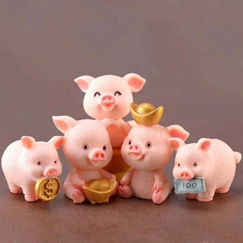 Mini cerditos en resina para decoración de suculentas y bonsáis